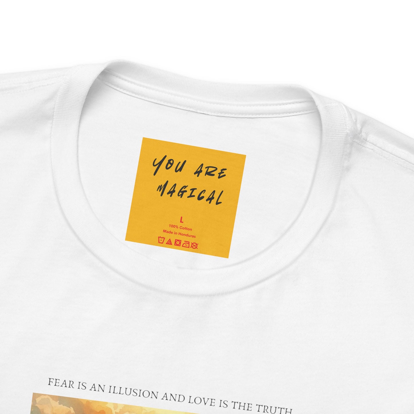 close up neck label text affirmation you are magical t-shirt graphic