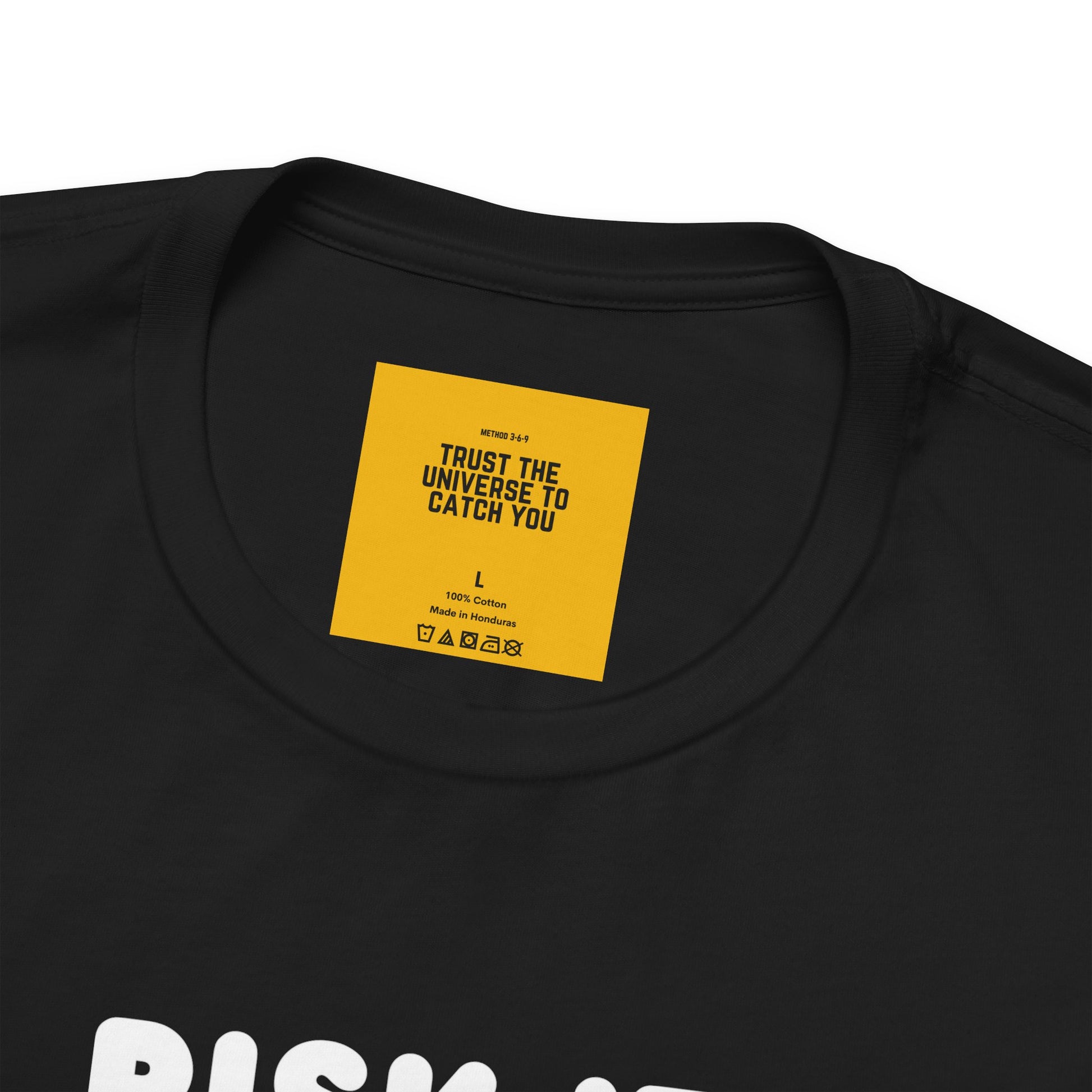 RISK IT FOR THE BISCUIT high-vibe tee - close-up detail of graphic design