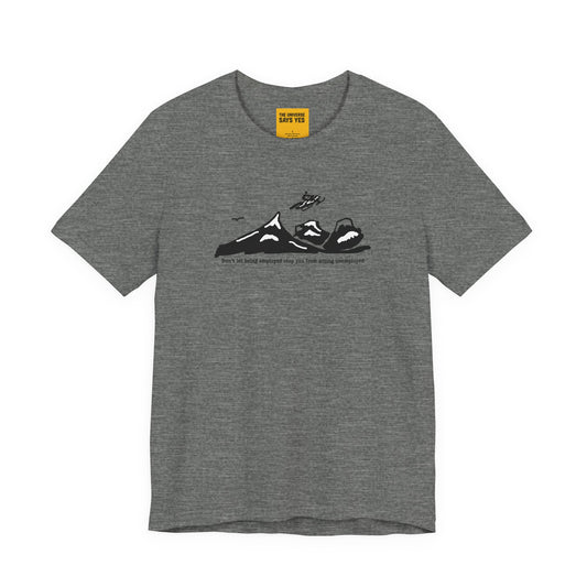 Gray t-shirt with balck and white snowmobile graphic design 
