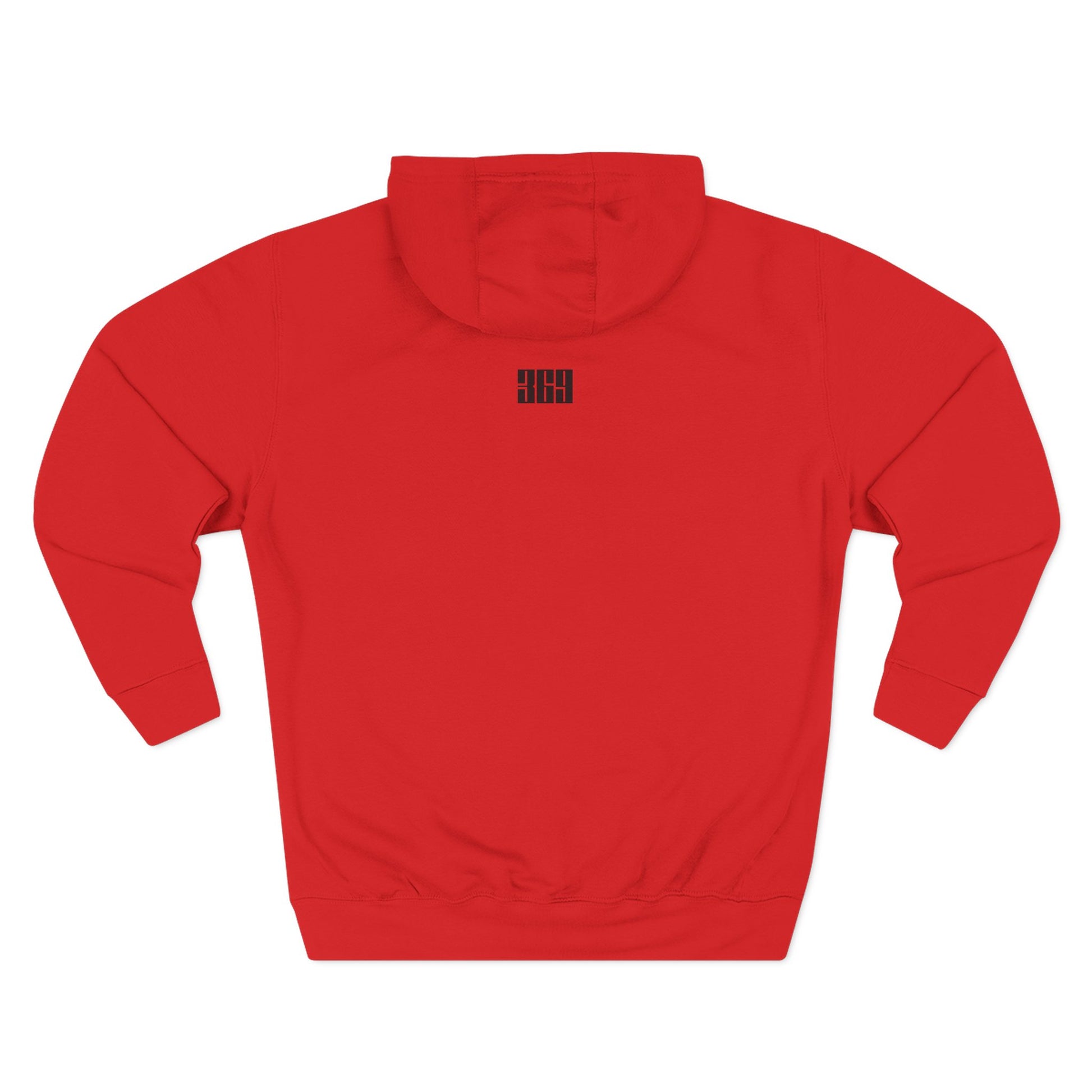 Back view of red  BOOSTED SNOWMOBILES MATTER hoodie - sustainable sled life apparel-369