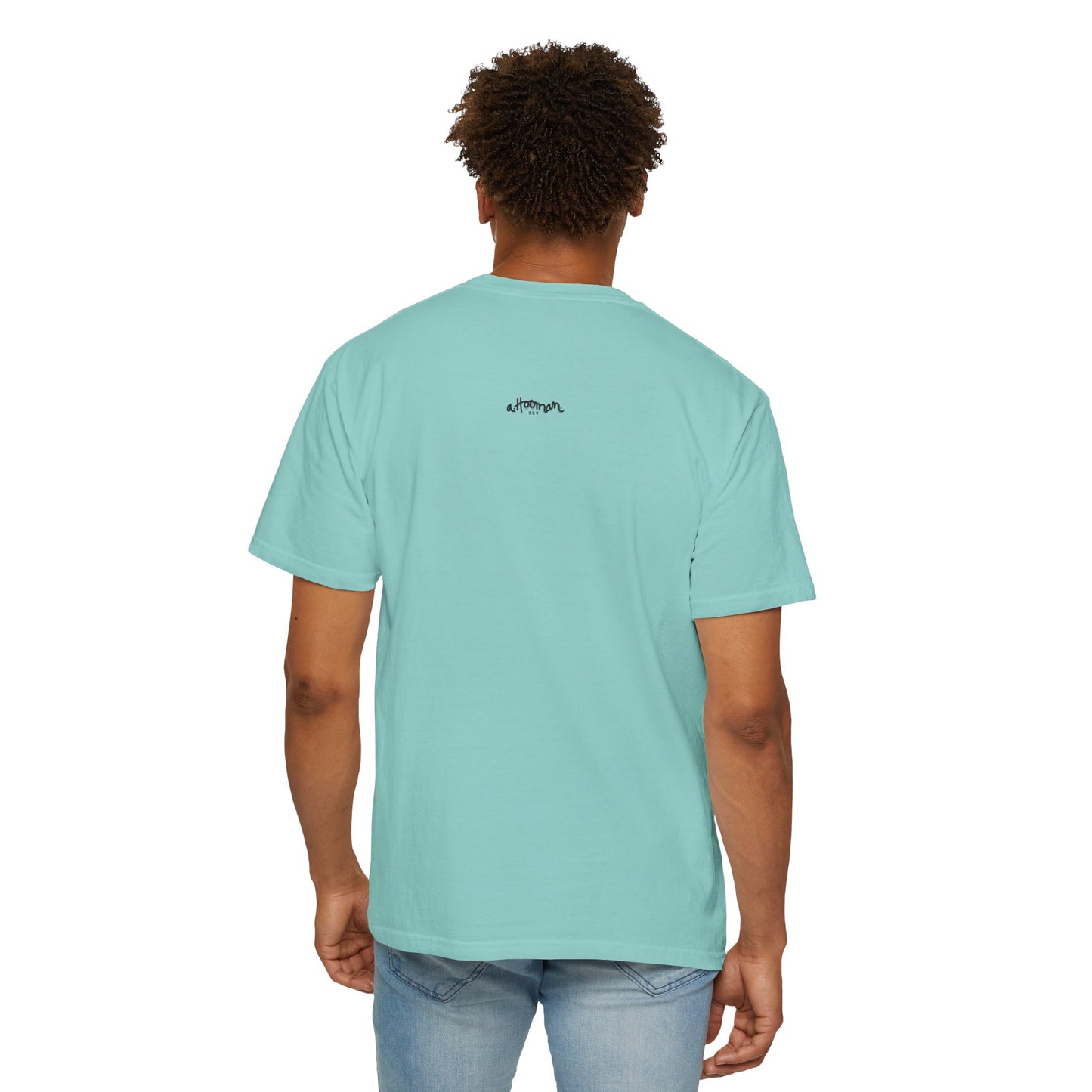 STICK MAN WALKING HIS BALLOON DOG-Original Art by a.Hooman -100% U.S COTTON - Unisex - Eco conscious Garment-Dyed T-shirt
