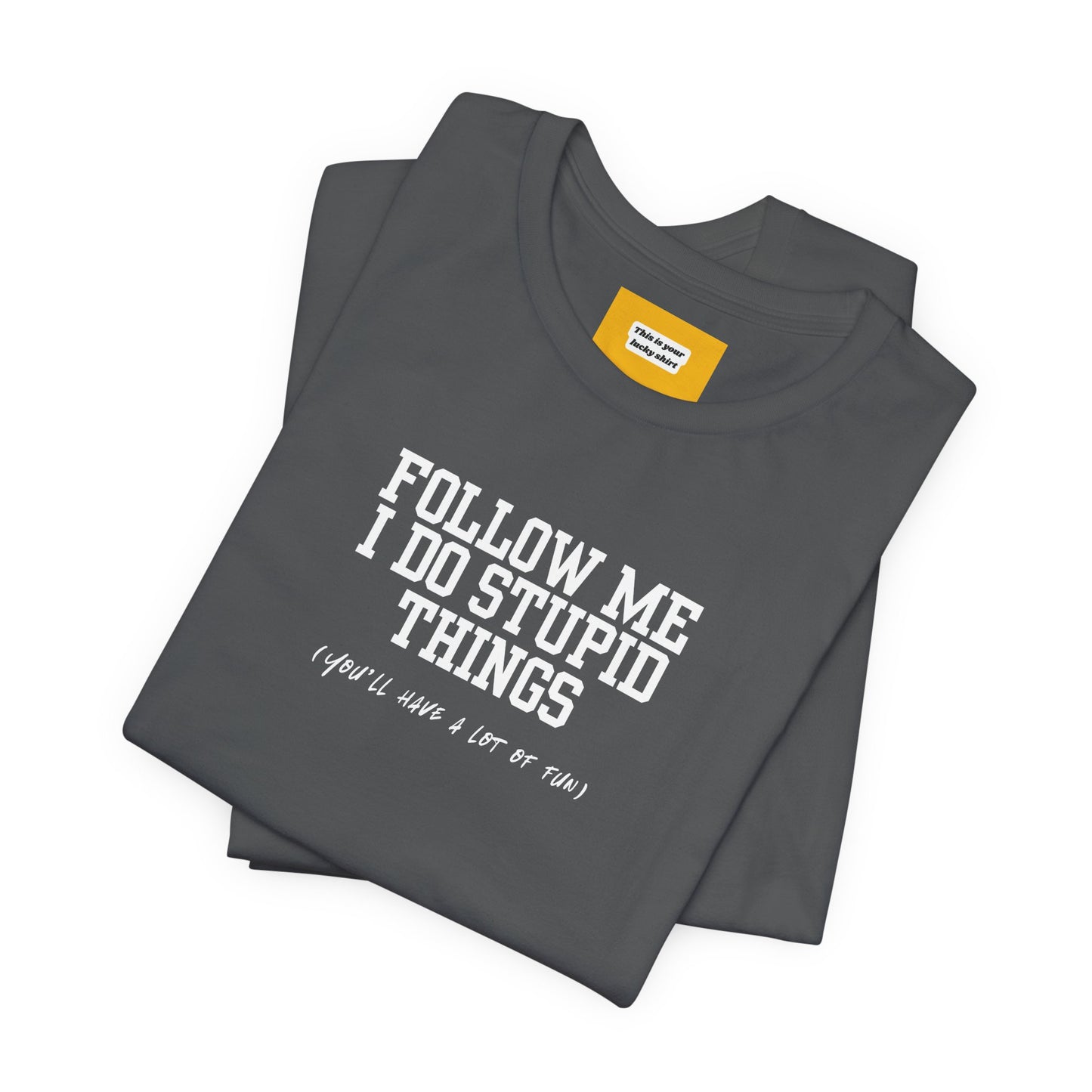 FOLLOW ME, I DO STUPID THINGS/You'll Have A Lot Of Fun- 100% Cotton-Unisex Jersey Short Sleeve Tee